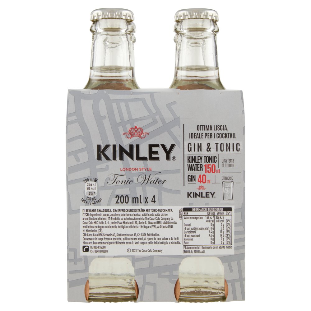 Kinley, Tonica - Tonic Water - cl 20 x 1 bottiglia vetro 